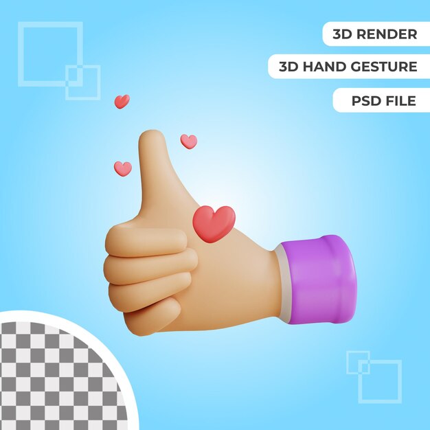 3d thumb like hand gesture illustration rendering isolated