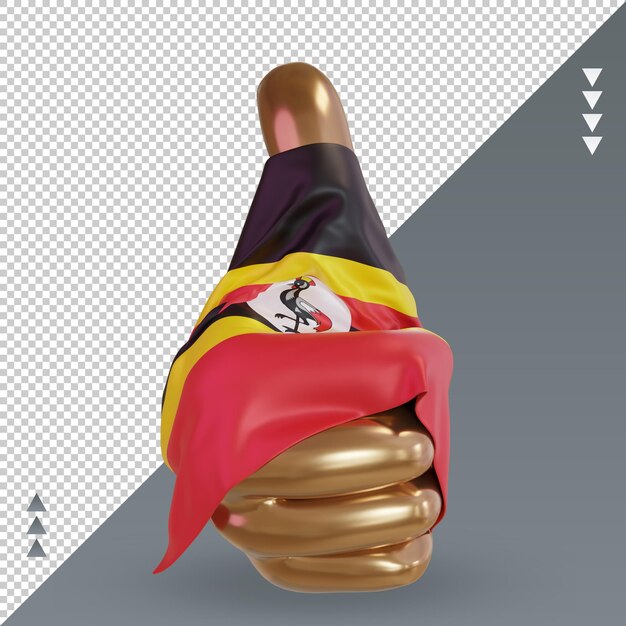 3d thumb Uganda flag rendering front view