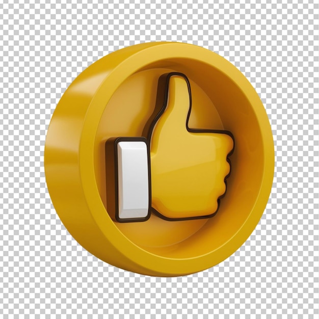 PSD 3d thumbs up emoji in a yellow circle isolated on transparent background