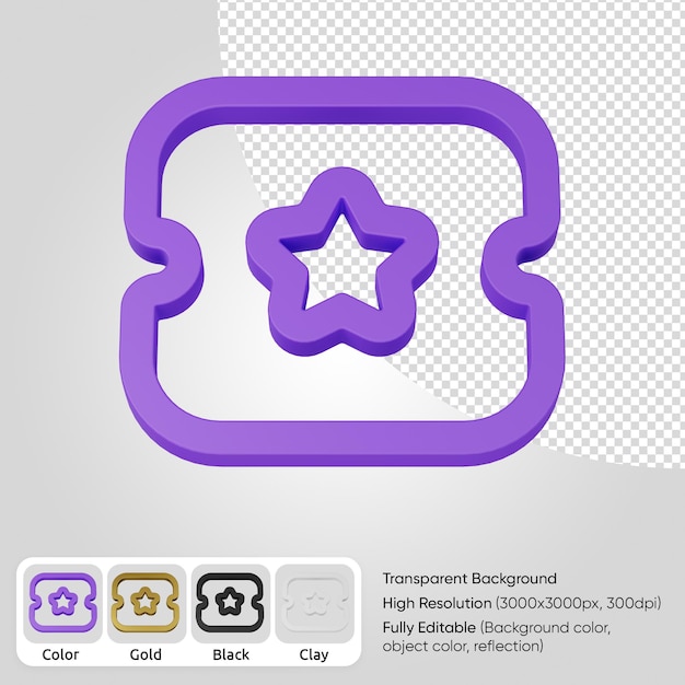 3d ticket star icon