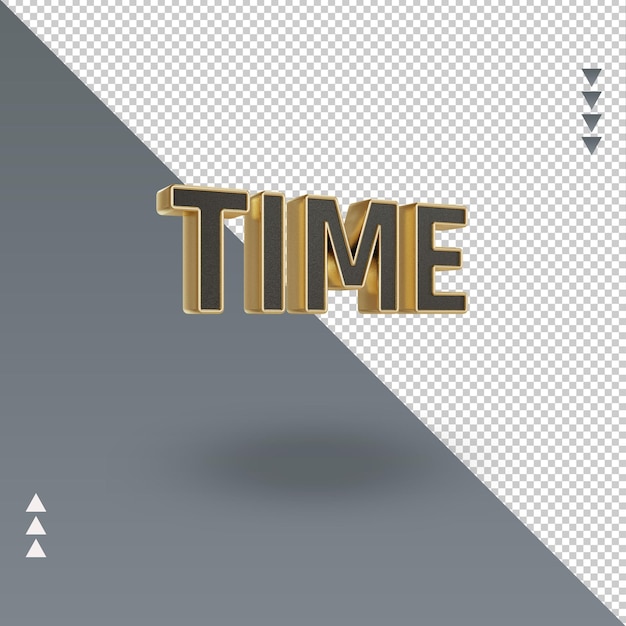 3d Time black gold text rendering left view