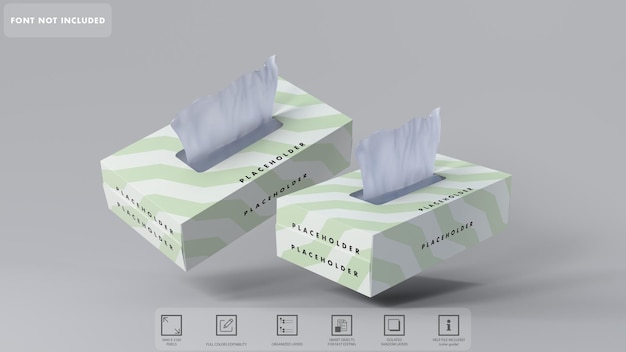 3d tissue box mockup