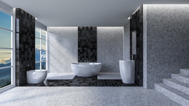 PSD 3d toilet interior design