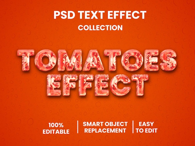 3D tomato text effect editable fruit and natural text style