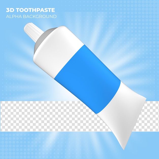 3d toothpaste icon with blue and white render