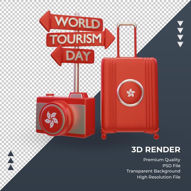 3d tourism day Hongkong flag rendering front view