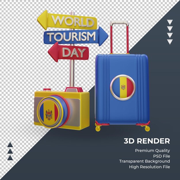 3d tourism day Moldova flag rendering front view