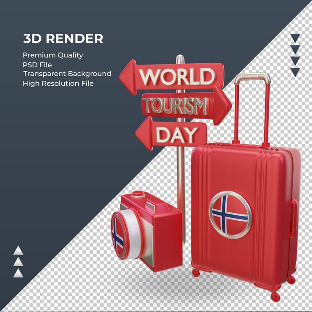 3d tourism day Norway flag rendering right view