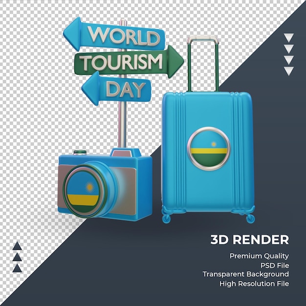 3d tourism day Rwanda flag rendering front view