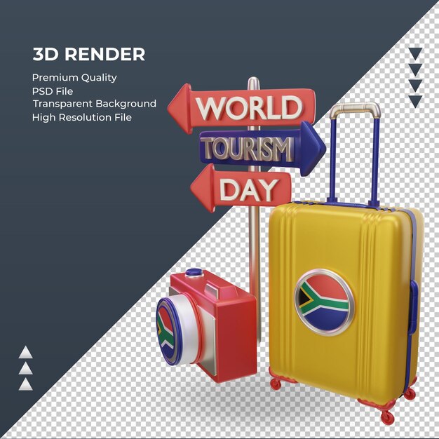 3d tourism day South Africa flag rendering right view