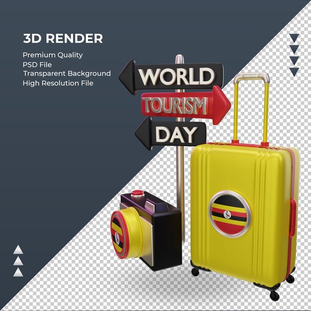 3d tourism day Uganda flag rendering right view