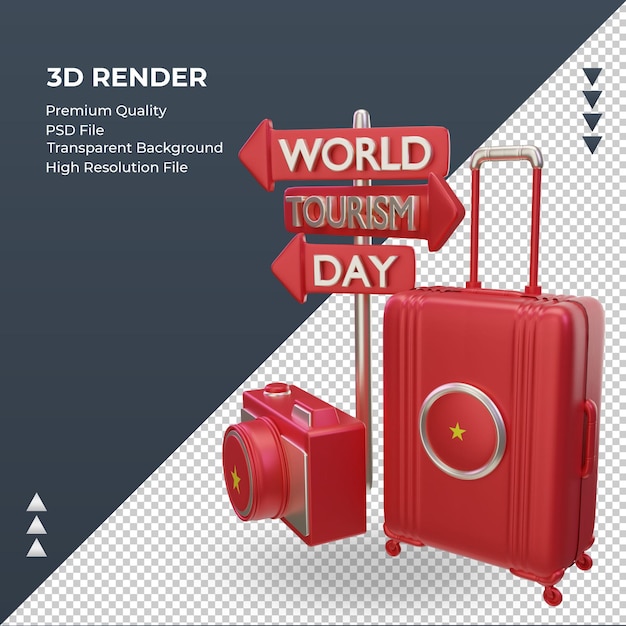 3d tourism day Vietnam flag rendering right view