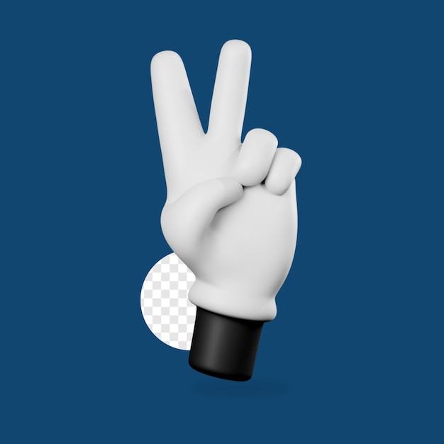 3D Traditional Cartoon Hand Gesture Two