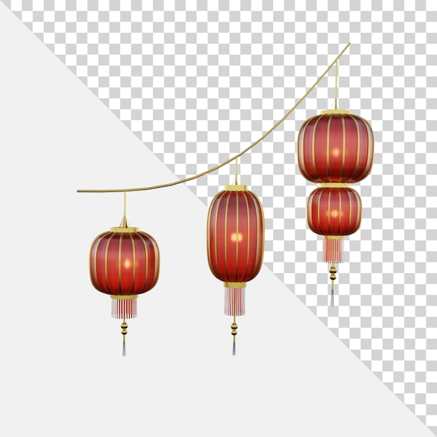 3D Traditional chinese lantern light set isolated object