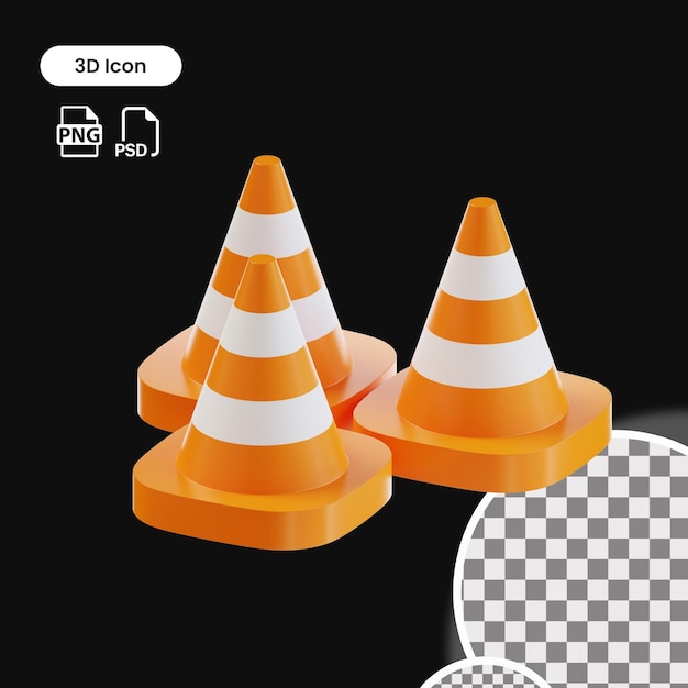 PSD 3d traffic cone icon premium psd