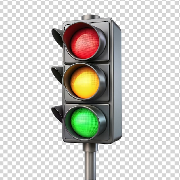 3d traffic light on transparent background