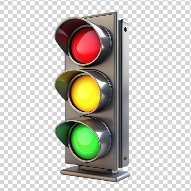 3d traffic light on transparent background