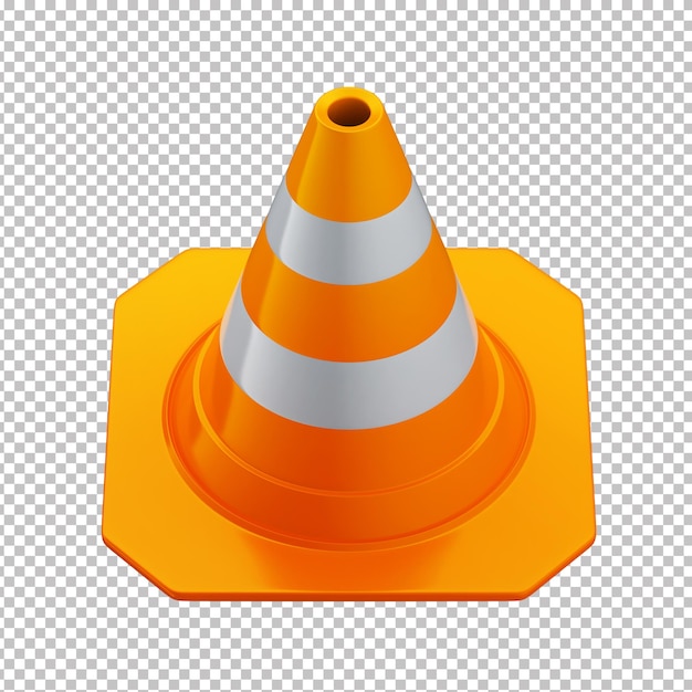 3d traffic signaling plastic cone with transparent background