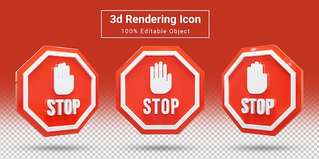 3d Traffic stop signs warning traffic road sign do not enter sign rendering icon