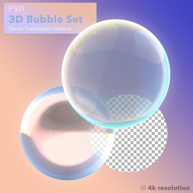 3D Transparent Iridescent Bubble Set