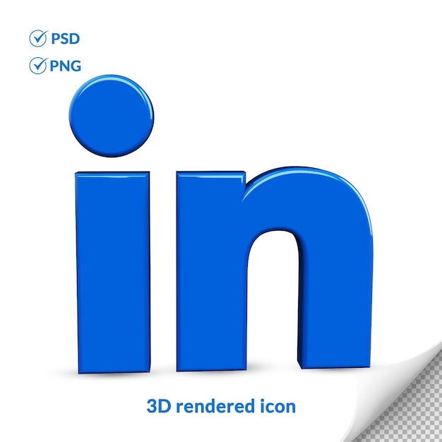 3D transparent linkedin social media logo icon