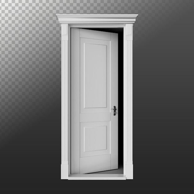 PSD 3d transparent opening white door