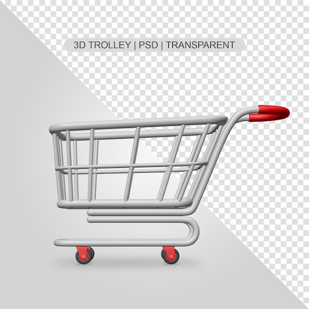 3d Transparent Red Trolley Left Angle No Background