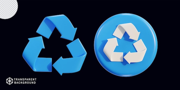 3d trash recycle icon set 3d rendering