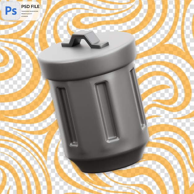 3D Trash Render Icon Isolated PNG Illustration PSD Template