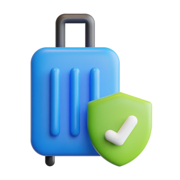 PSD 3d travel insurance concept high quality render illustration and icon