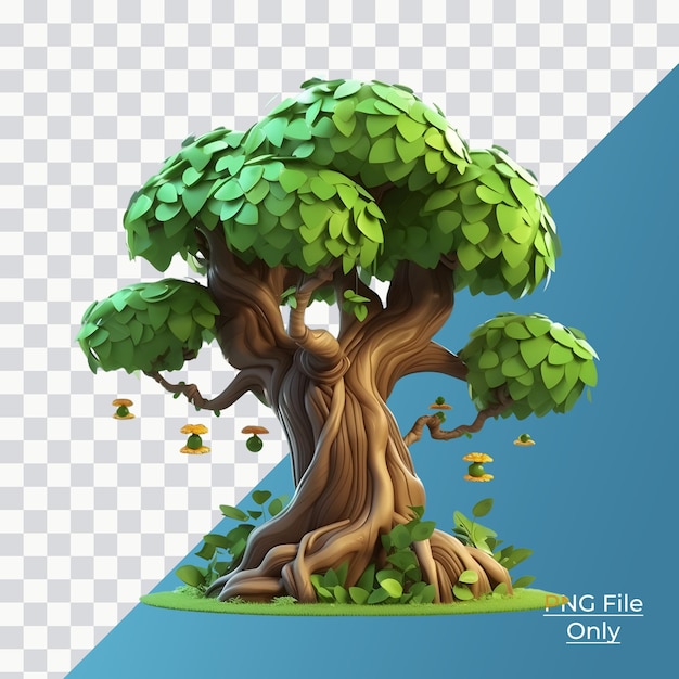 3D tree soft smooth lighting only png premium psd