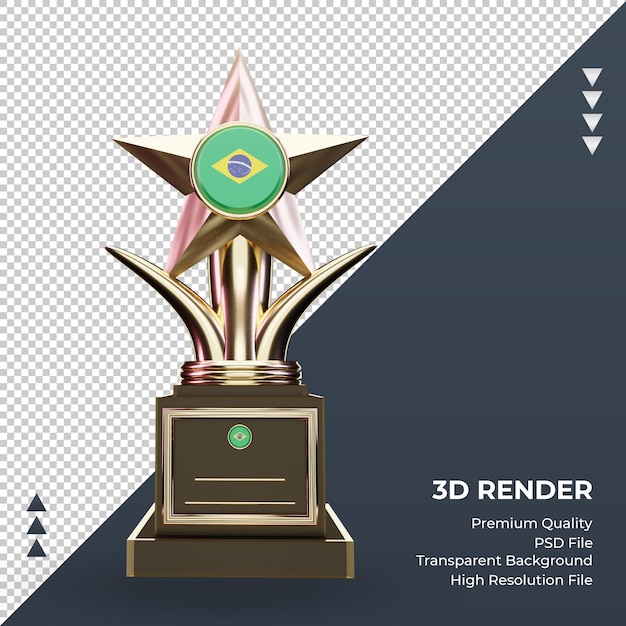 3d trophy Brazil flag rendering front view