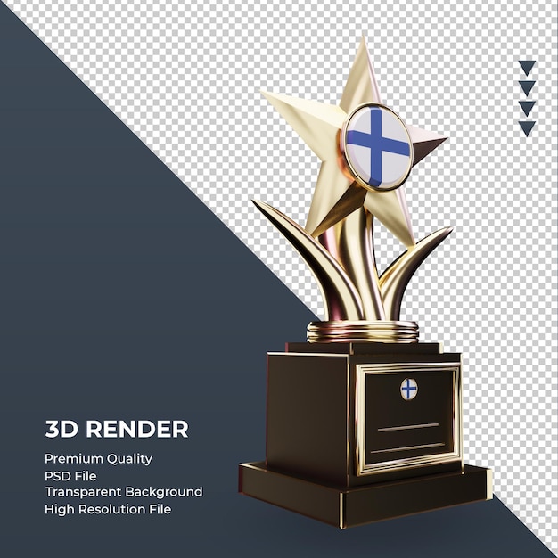 3d trophy Finland flag rendering left view