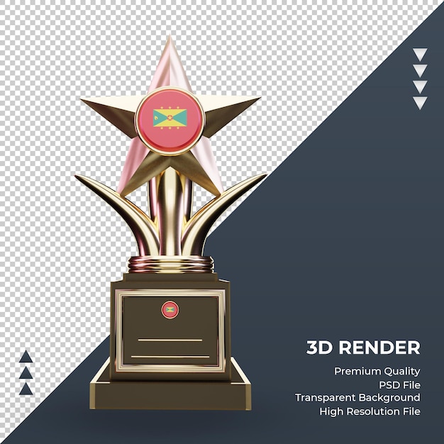 3d trophy Grenada flag rendering front view