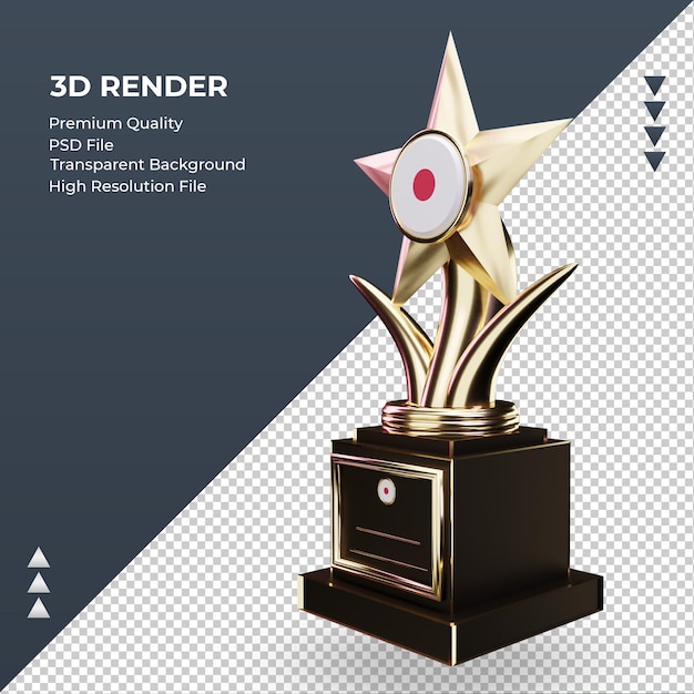 3d trophy Japan flag rendering right view