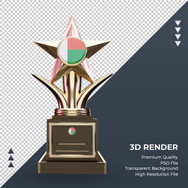 3d trophy Madagascar flag rendering front view