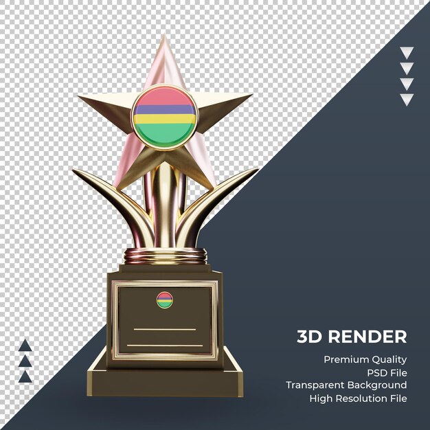 3d trophy Mauritius flag rendering front view