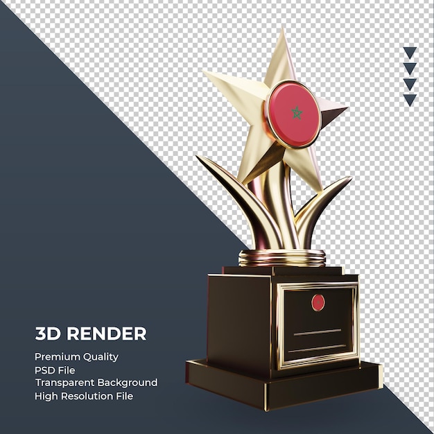 3d trophy Morocco flag rendering left view