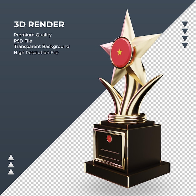 3d trophy Vietnam flag rendering right view