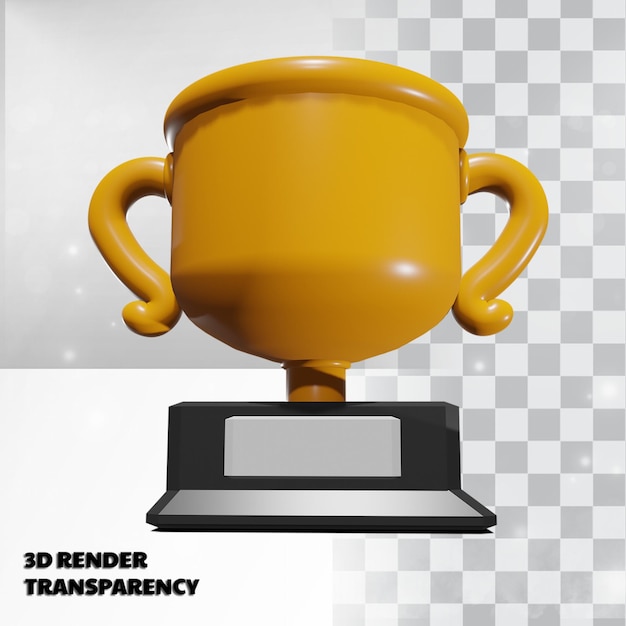 3D Trophy with Transparency Render Modeling Premium Psd