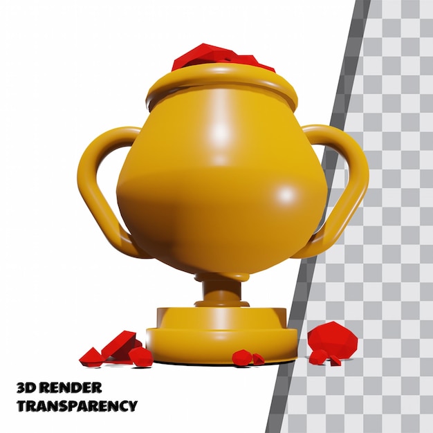 3D Trophy with Transparency Render Modeling Premium Psd