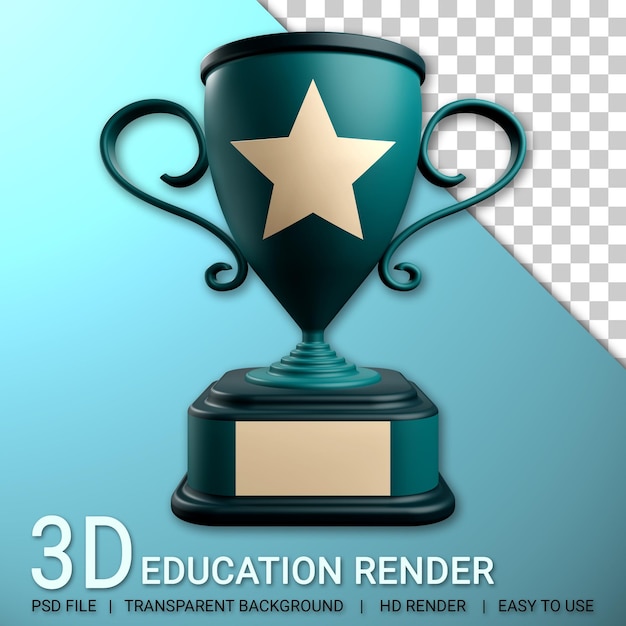 3d trophy with transparent background