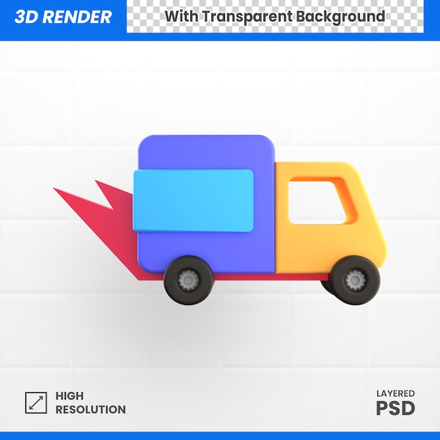 3D Truck free shipping delivery icon illustration