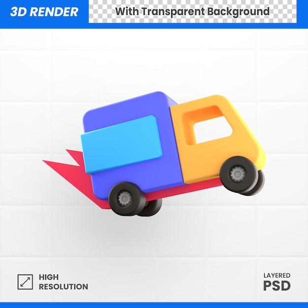 3D Truck free shipping delivery icon illustration