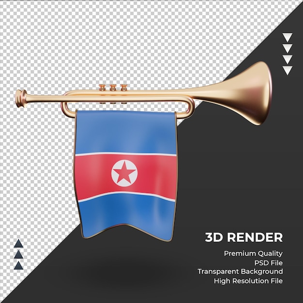 3d trumpet North Korea flag rendering front view