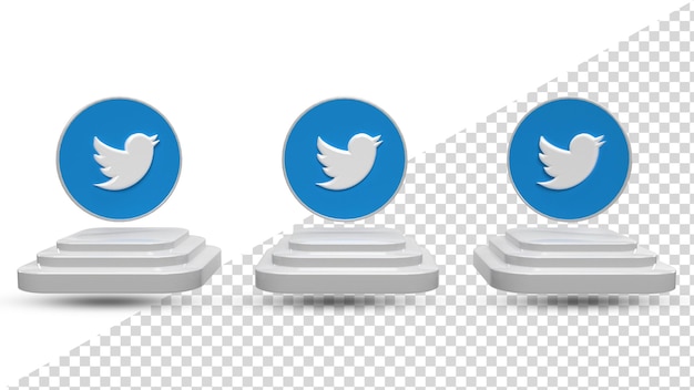 3D twitter Icon on top of Podium