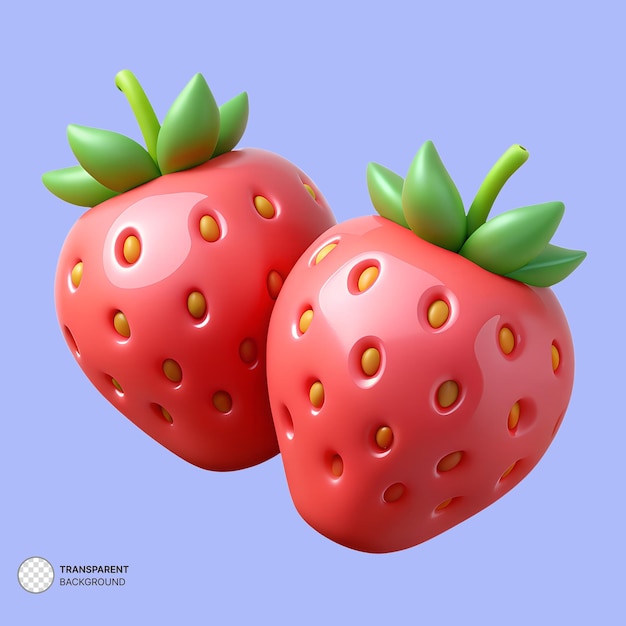 PSD 3d two strawberries icon illustration