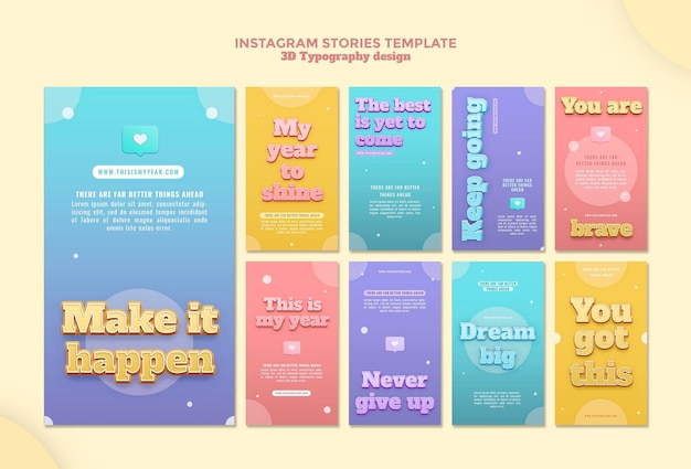 3d typography design instagram stories