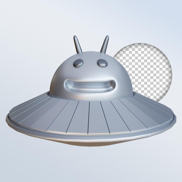 3D UFO Doodle Monster Cute Character Premium PSD