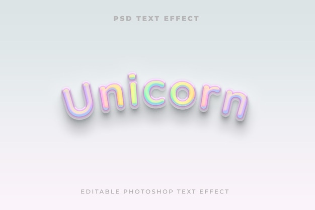 3d unicorn text effect template with gradient effect